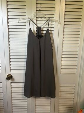 Naked Zebra Charcoal Gray Spaghetti Strap Swing Mini Dress